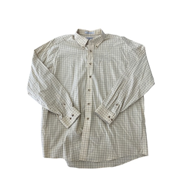 LLBean Other - LLBean Mens Wrinkle Resistant Plaid Button Down Shirt XL Yellow Blue Tan